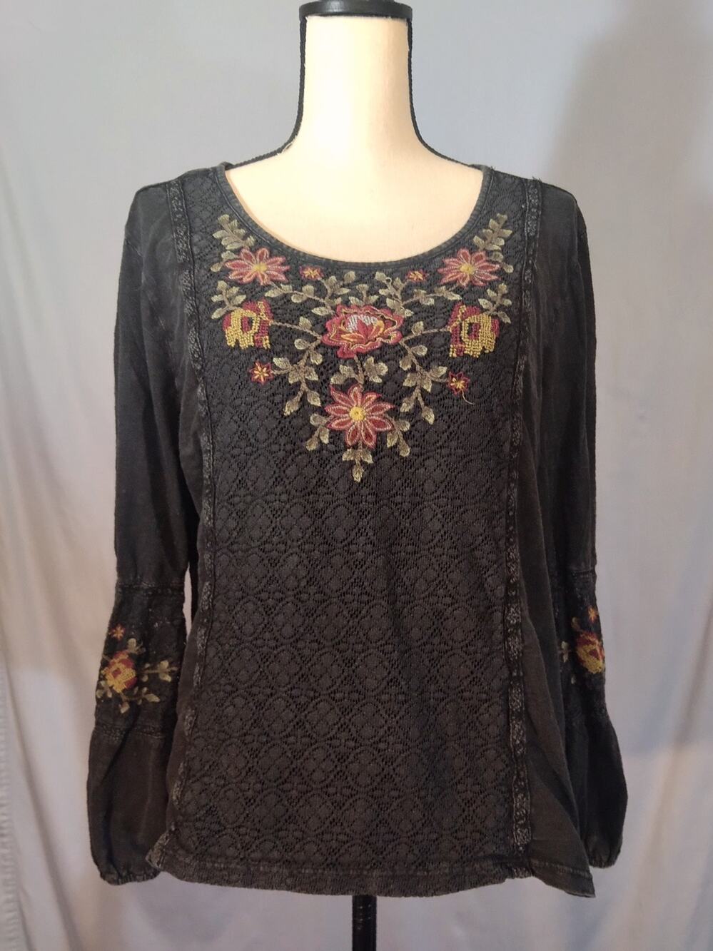 Style & Co Black Flowy Knit Top